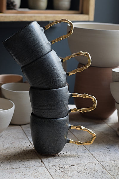 Gold Matte Charcoal Large Handle Cup #2 // SOLD OUT