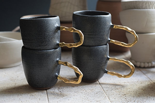 Gold Matte Charcoal Large Handle Cup #2 // SOLD OUT