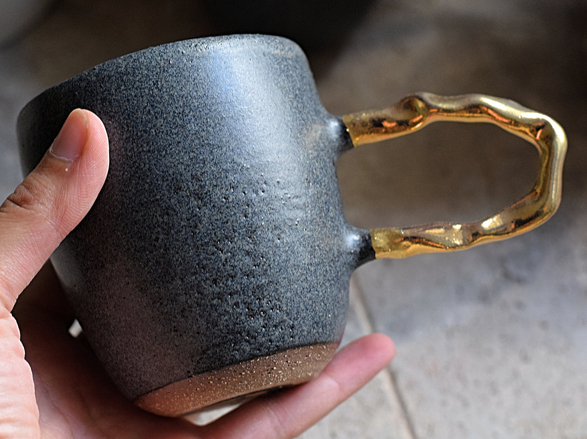 Gold Matte Charcoal Large Handle Cup #2 // SOLD OUT – Terra