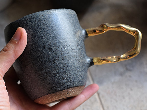 Gold Matte Charcoal Large Handle Cup #2 // SOLD OUT