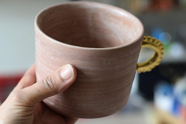 AYA Pink gold pearls ++ handle // Large tea cup