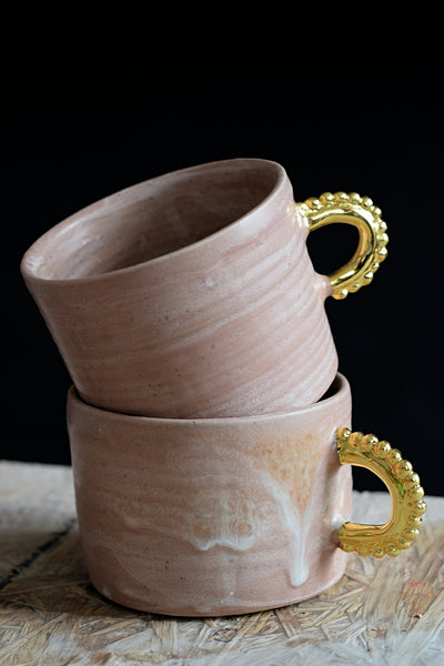 AYA Pink gold pearls ++ handle // Large tea cup