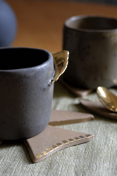 ENYA // Satin back stone 250ml coffee cup w/ gold wing