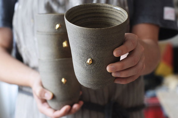 Gold nugget coffee tumbler