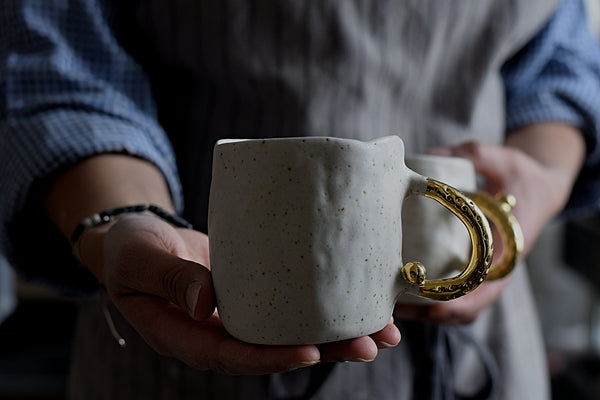 Matte White Pinched Coffee Cup