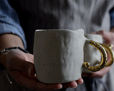 Matte White Pinched Coffee Cup