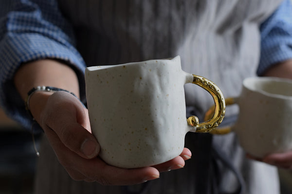 Matte White Pinched Coffee Cup