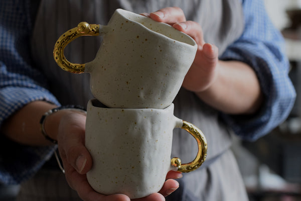 Matte White Pinched Coffee Cup