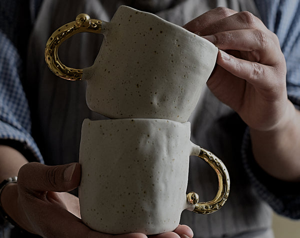 Matte White Pinched Coffee Cup