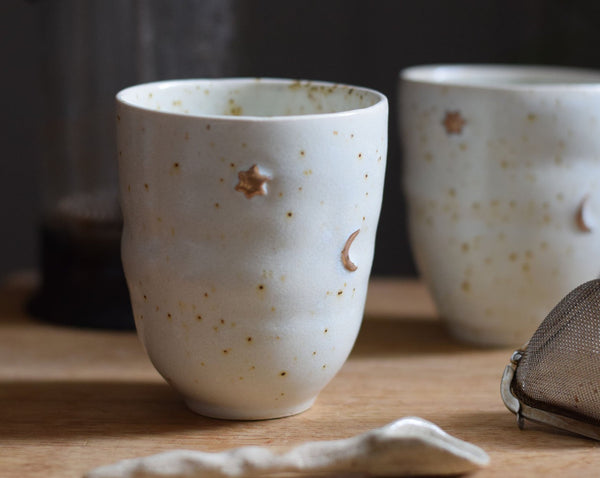Gold moon & star coffee cup