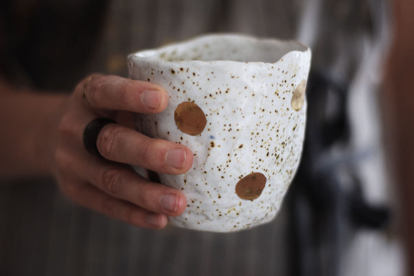 Spotty organic & gold tea cup