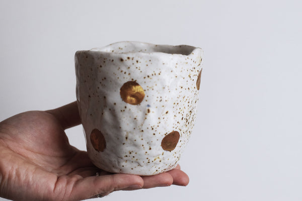 Spotty organic & gold tea cup