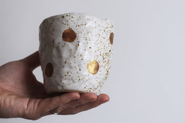 Spotty organic & gold tea cup