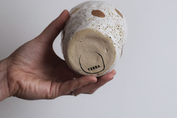 Spotty organic & gold tea cup