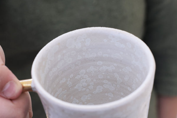 Large crystal coffee cup w/ gold handle