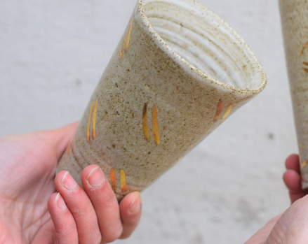 Stripy gold tumbler