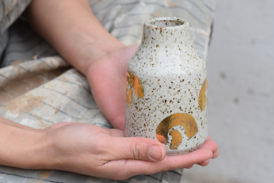 Leopard gold bud vase