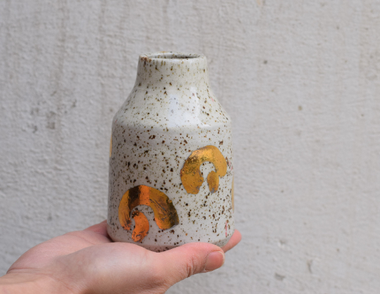 Leopard gold bud vase