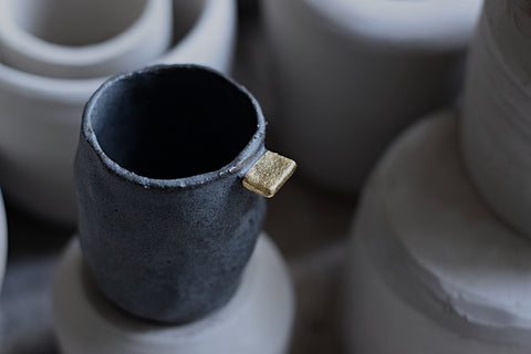 Gold Square Holder Gray Espresso Cup #1 // SOLD OUT