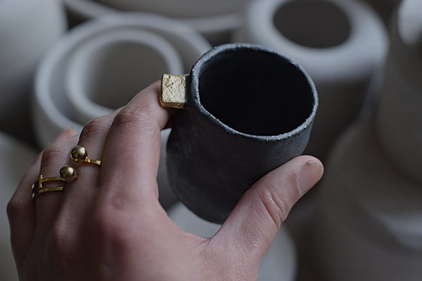 Gold Square Holder Gray Espresso Cup #1 // SOLD OUT