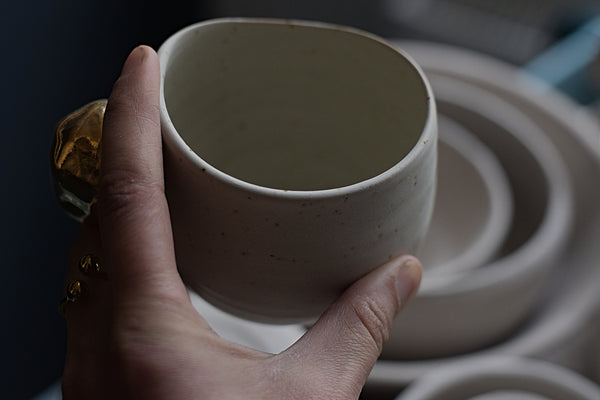 Matte White Cup w/ Gold stone handle // SOLD OUT