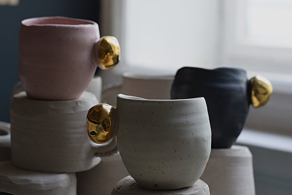 Matte White Cup w/ Gold stone handle // SOLD OUT