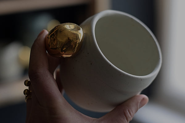 Matte White Cup w/ Gold stone handle // SOLD OUT