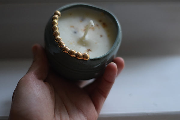 Reusable ceramic soy candle/cup