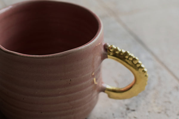 Pinched Blushed Pink Coffee Cup w/ pearl handle #2 // SOLD OUT
