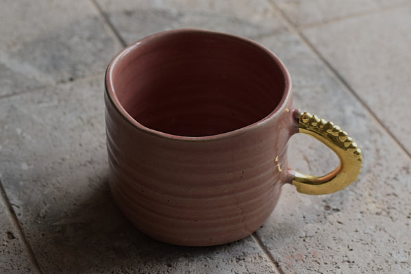 Pinched Blushed Pink Coffee Cup w/ pearl handle #2 // SOLD OUT