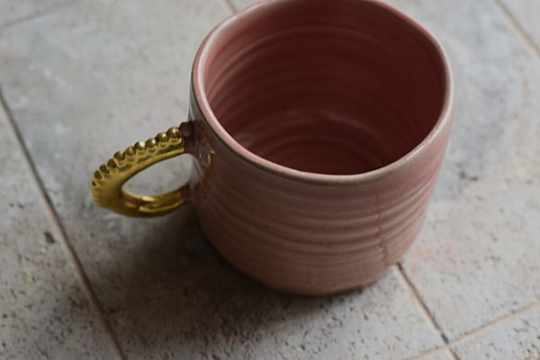 Pinched Blushed Pink Coffee Cup w/ pearl handle #2 // SOLD OUT
