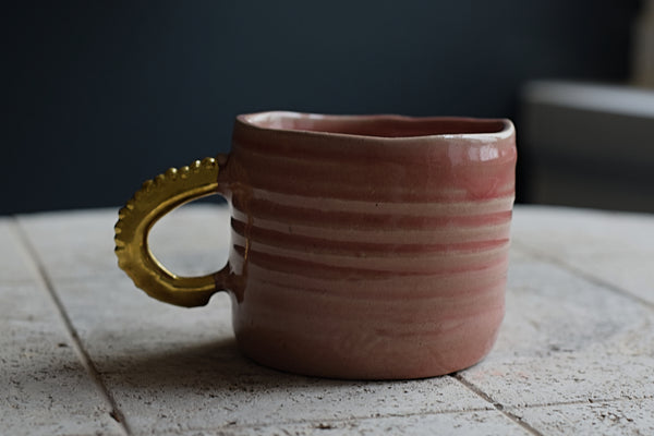 Pinched Blushed Pink Coffee Cup w/ pearl handle #2 // SOLD OUT