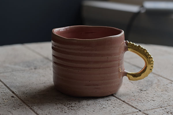 Pinched Blushed Pink Coffee Cup w/ pearl handle #2 // SOLD OUT