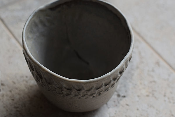 Earthy matt white graphic pinched tumbler #2 // SOLD OUT