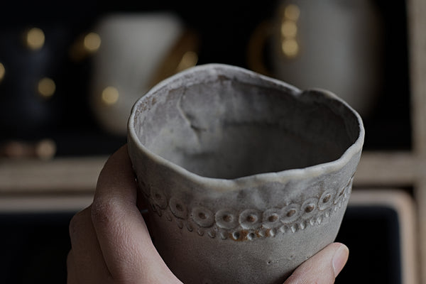 Earthy matt white graphic pinched tumbler #1 // SOLD OUT