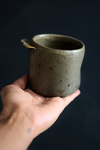 ENYA // Moss green 250ml coffee cup w/ gold wing