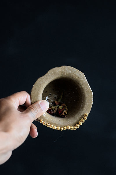 TEA // Indian summer Tea strainer w/ gold pearls #3