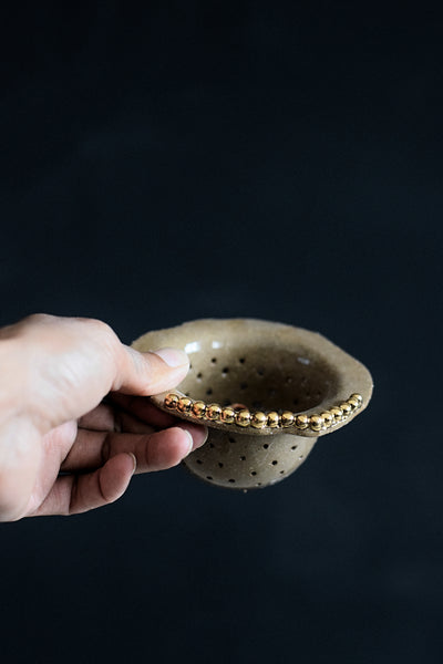 TEA // Indian summer Tea strainer w/ gold pearls #1