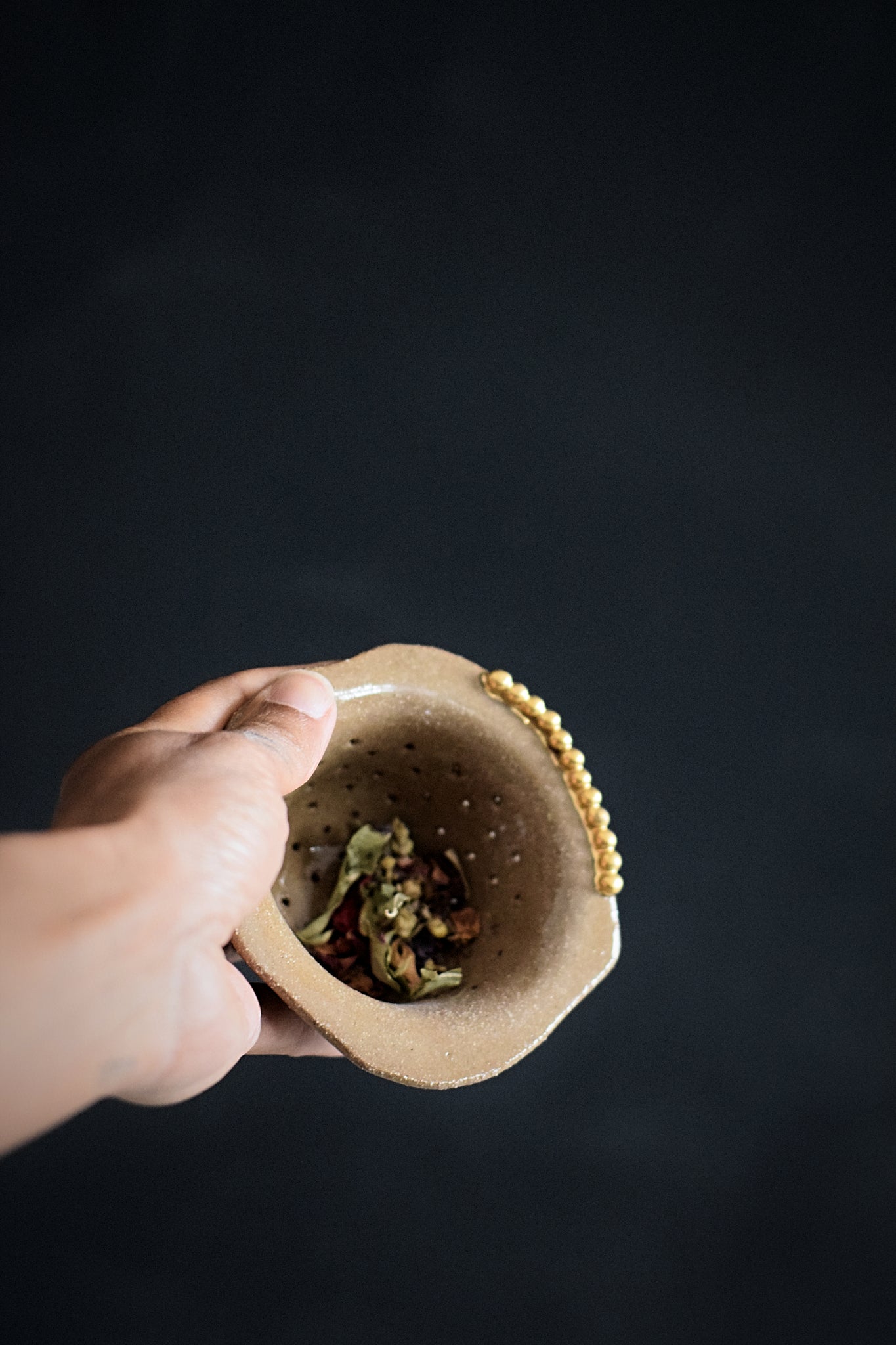 TEA // Indian summer Tea strainer w/ gold pearls #2