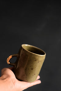 AYA // Moss green 300ml coffee cup w/ gold handle