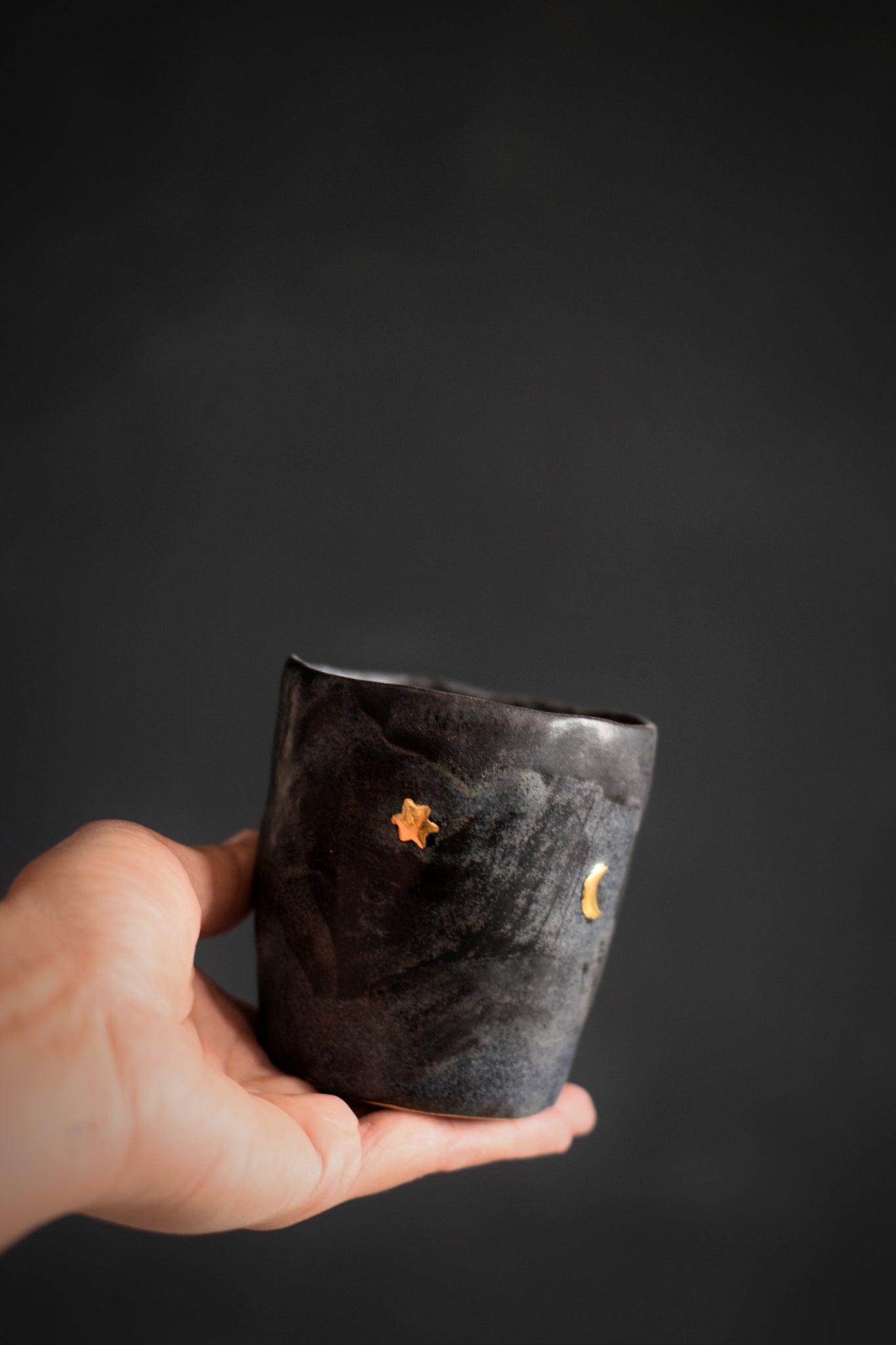 ZIGGY // Charcoal gold star & moon 250ml coffee cup