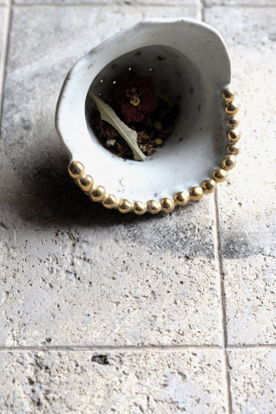 TEA // Snow white Tea strainer w/ gold pearls