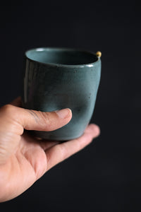 ZIGGY // Forest green 300ml coffee cup w/ gold pearl