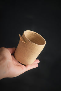 ENYA // Satin sand 150ml  long espresso coffee cup w/ gold wing