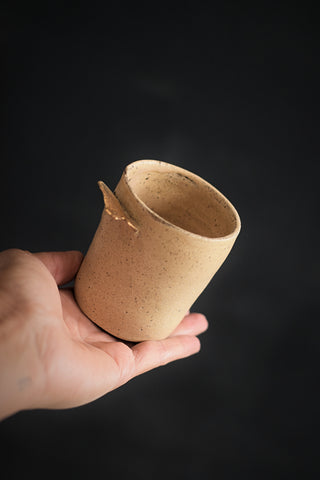 ENYA // Satin sand 150ml  long espresso coffee cup w/ gold wing