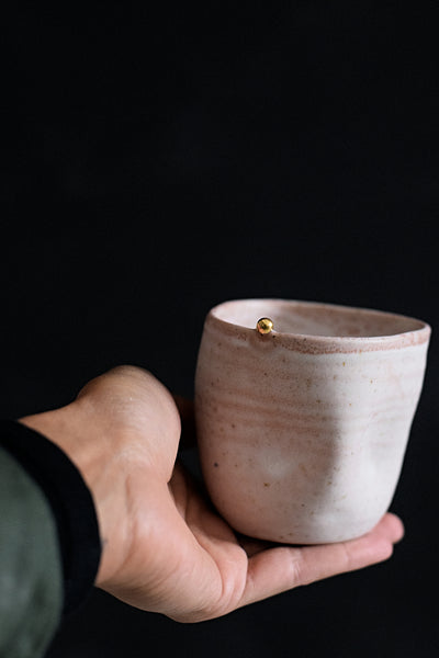ZIGGY // Blush pink 300ml coffee cup w/ gold pearl