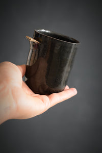 ENYA // Shiny charcoal 150ml long espresso coffee cup w/ gold wing #1