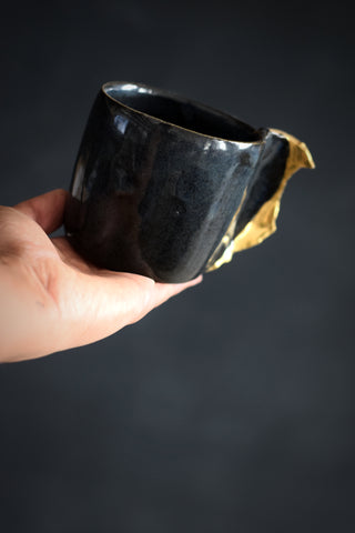 ENYA // Shiny Midnight blue 300ml coffee cup w/ gold wing #1