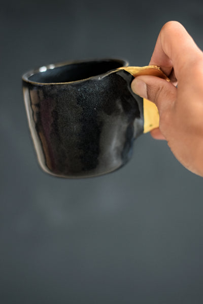 ENYA // Shiny Midnight blue 300ml coffee cup w/ gold wing #2