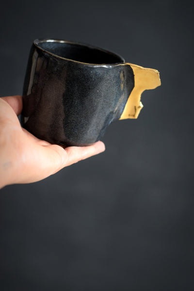 ENYA // Shiny Midnight blue 300ml coffee cup w/ gold wing #2